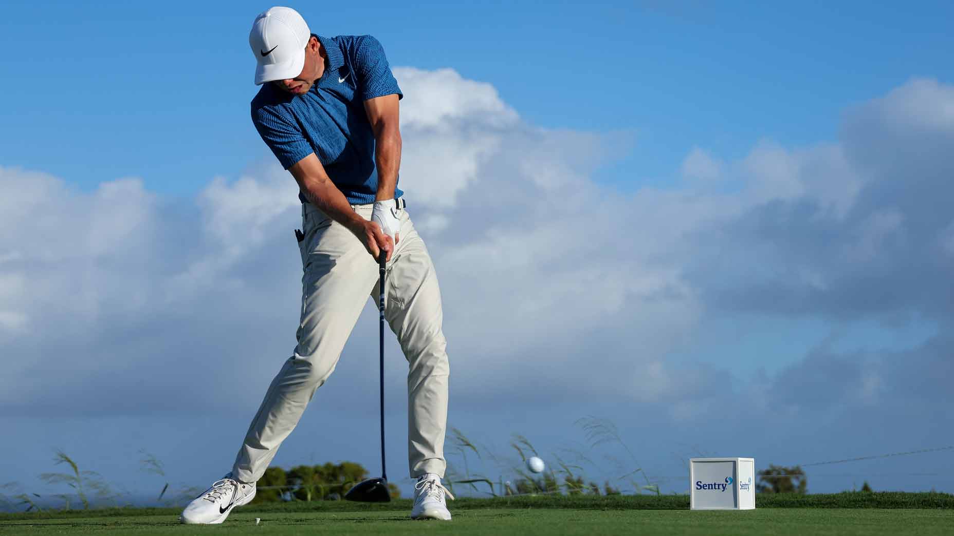 nick hardy hits a driver during the sentry tournament of champions