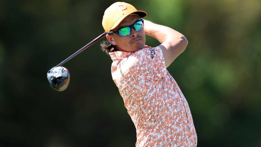 PGA Tour pro Rickie Fowler plays his shot from the third tee during the final round of the Sanderson Farms Championship 2024 at the Country Club of Jackson.