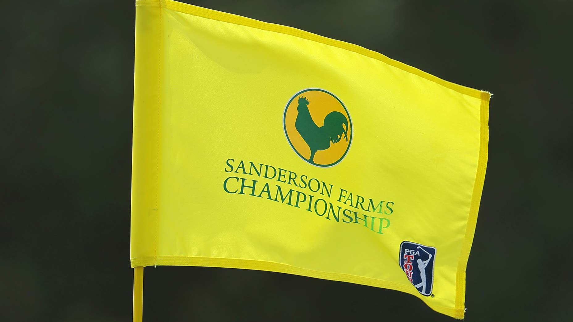 Picture of a Sanderson Farms flag prior to the Sanderson Farms Championship at The Country Club of Jackson.