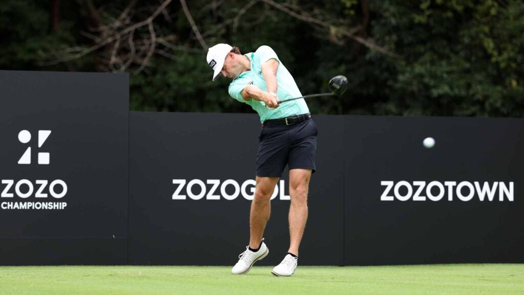 PGA Tour pro Taylor Moore hits his tee shot on the 2nd hole during the Pro-Am prior to the 2024 Zozo Championship at Accordia Golf Narashino Country Club.