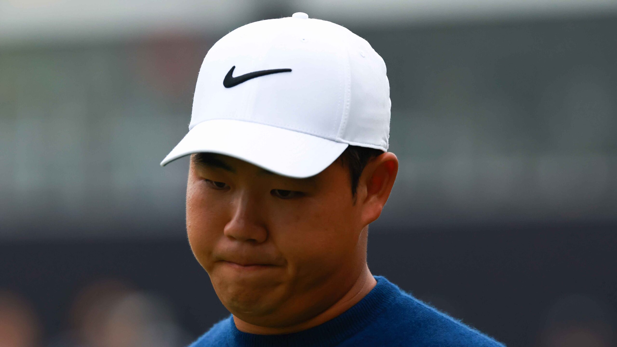 Tom Kim of South Korea looks dejected after losing the first play-off hole at the Genesis Championship