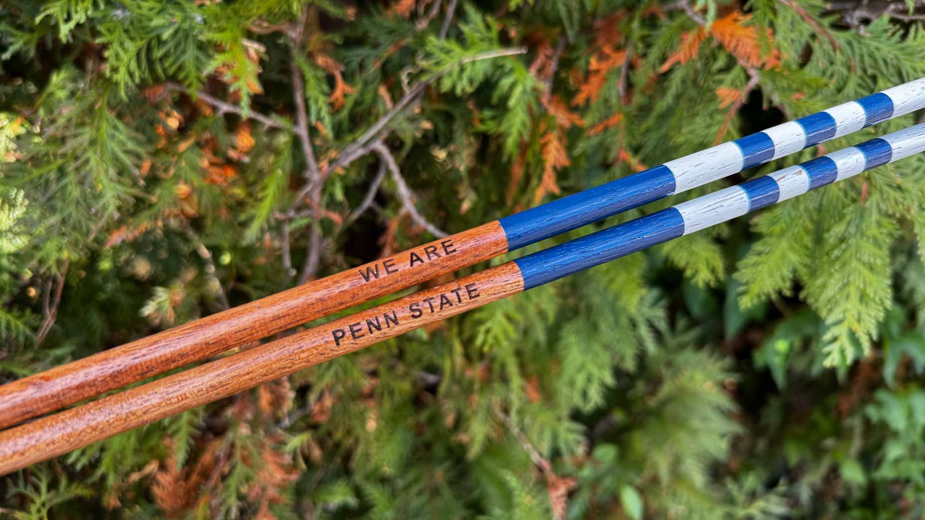 Jack Hirsh's customized "WE ARE PENN STATE" Hazy Sticks.