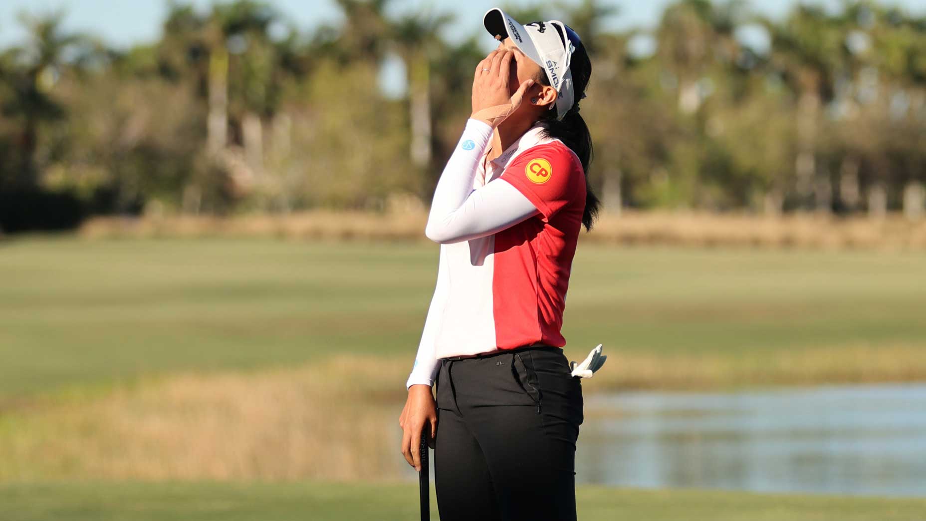 Jeeno Thitikul reacts after winning the CME Group Tour Championship.