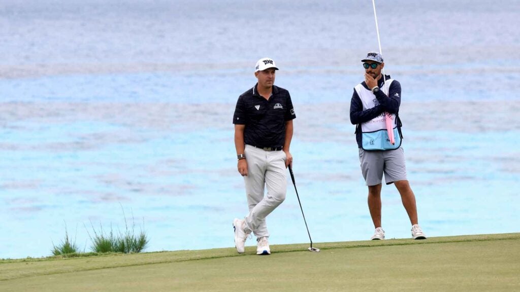 Justin Lower of the United States prepares to putt on the 16th green during the second round of the Butterfield Bermuda Championship 2024 at Port Royal Golf Course on November 15, 2024 in Southampton, Bermuda.