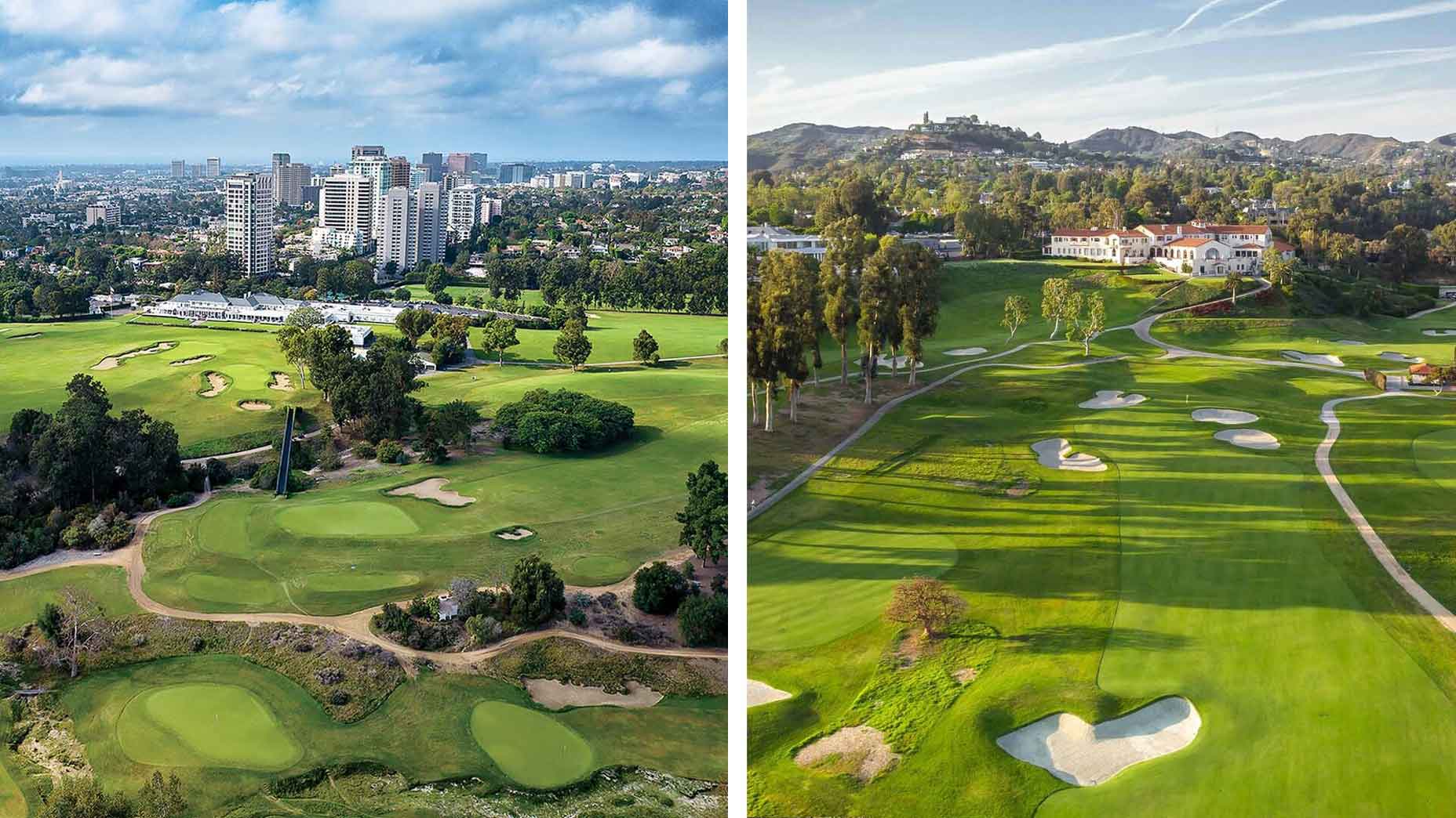 Los Angeles Country Club and Riviera, side by side imagery.