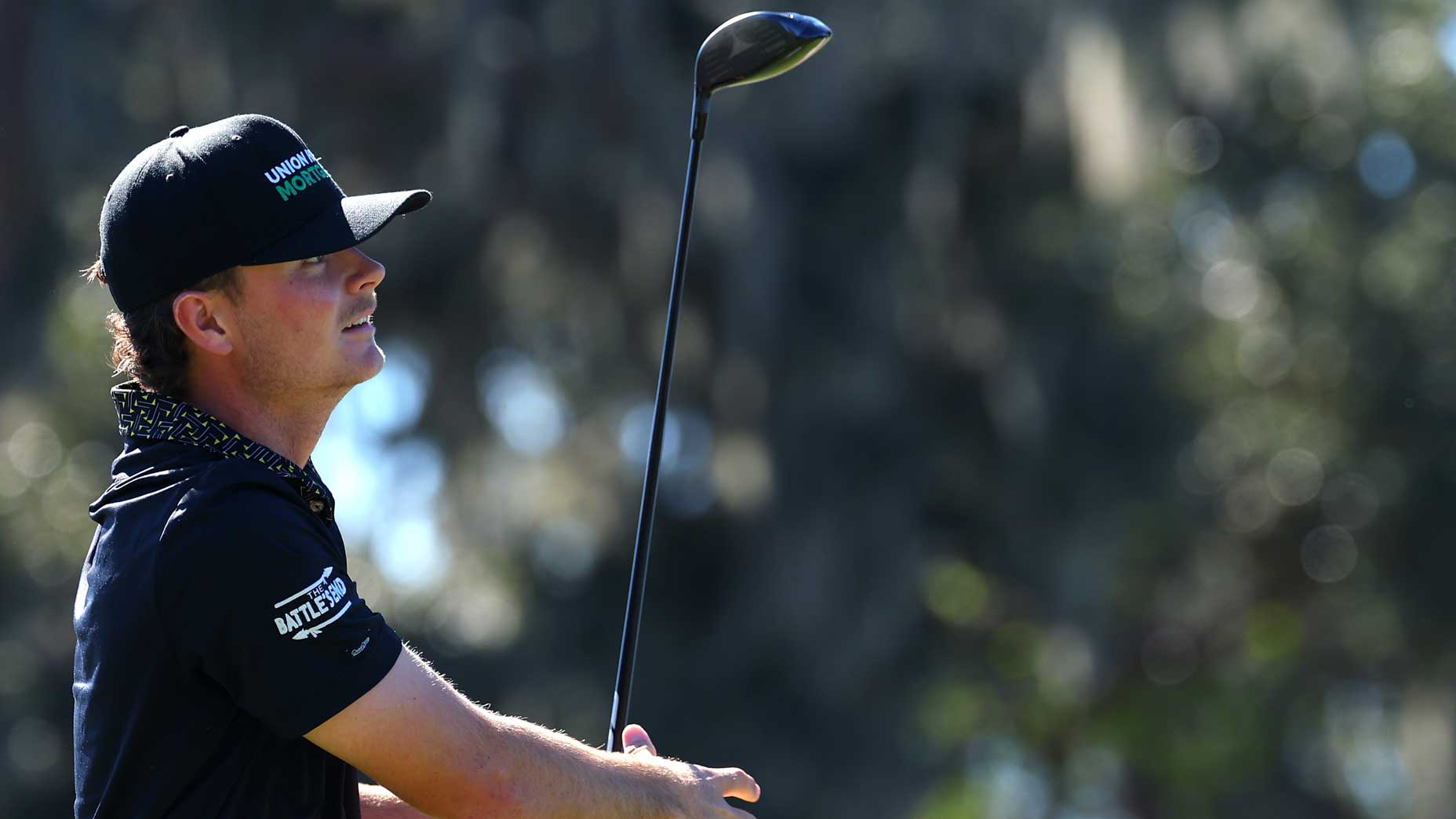 Luke Clanton plays a tee shot at the RSM Classic.