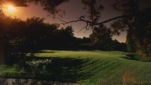 Twilight photo of Pine Valley Golf Club in New Jersey.