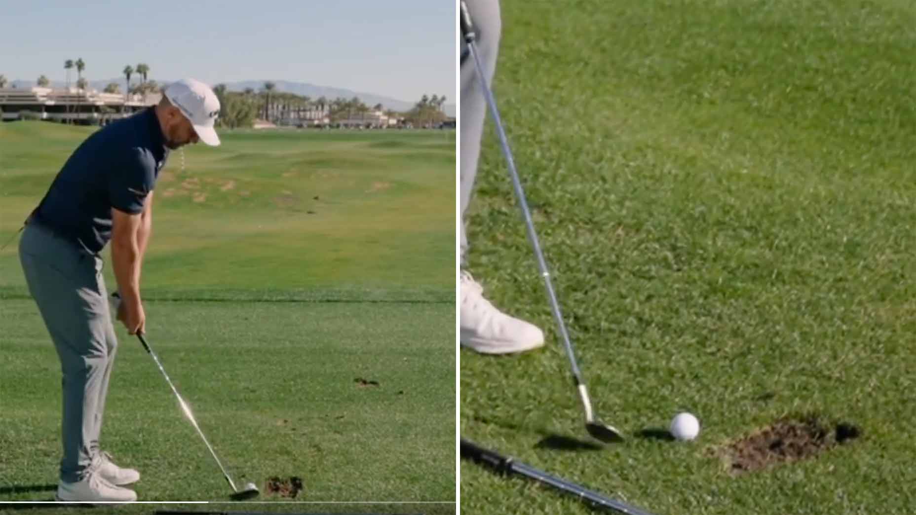 Pro golfer alex noren demonstrates his wedge drill