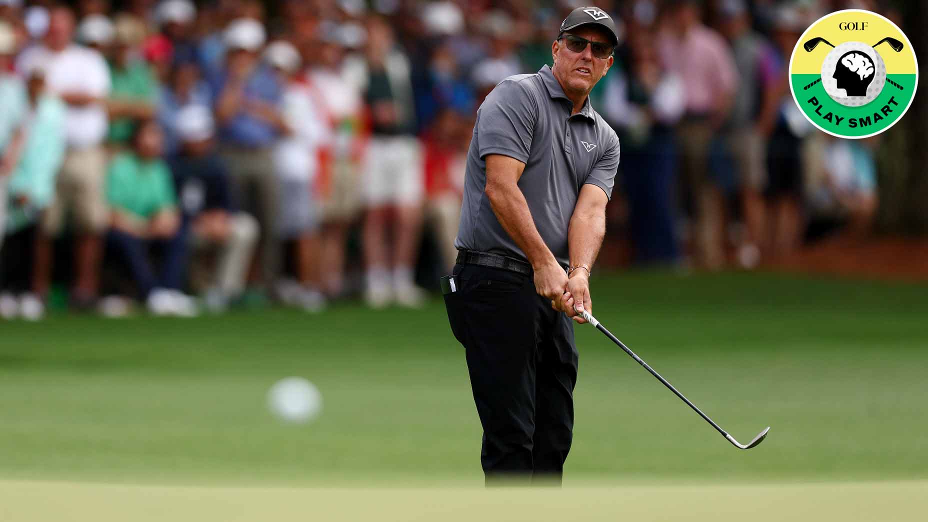 phil mickelson hits chip shot