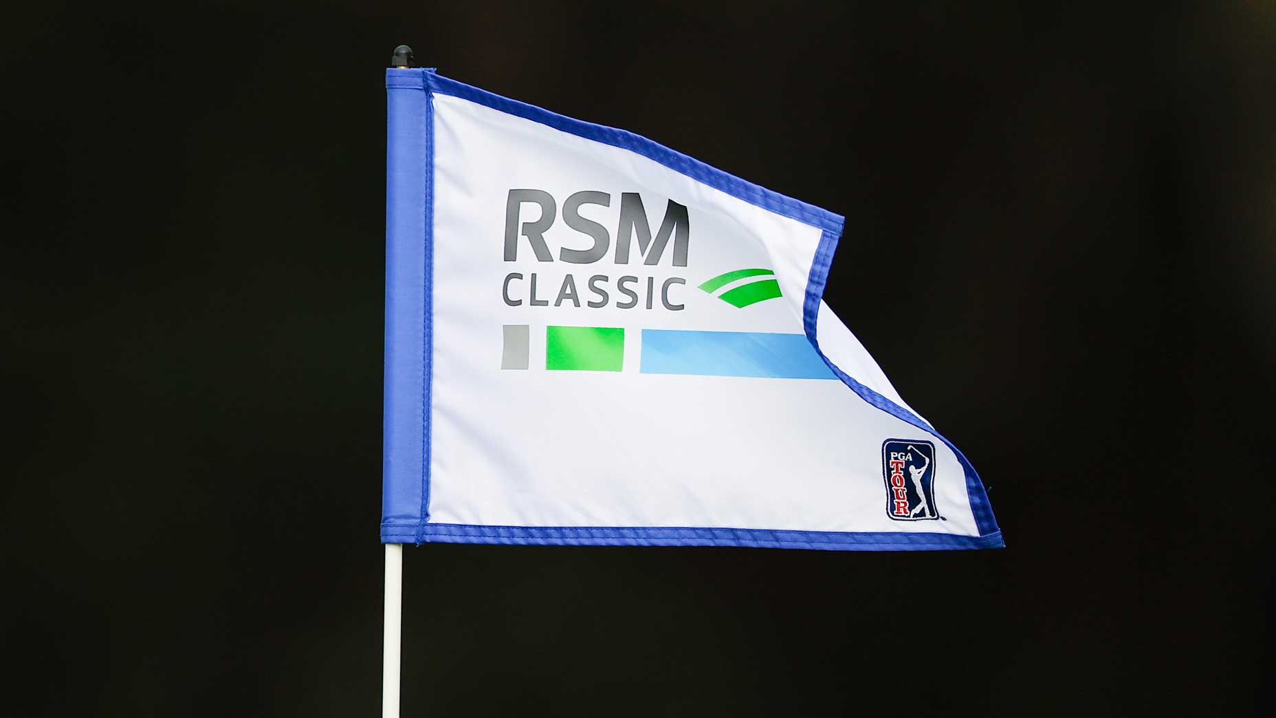 Close-up photo of a flag during the second round of the 2023 RSM Classic on the Seaside Course at Sea Island Resort.