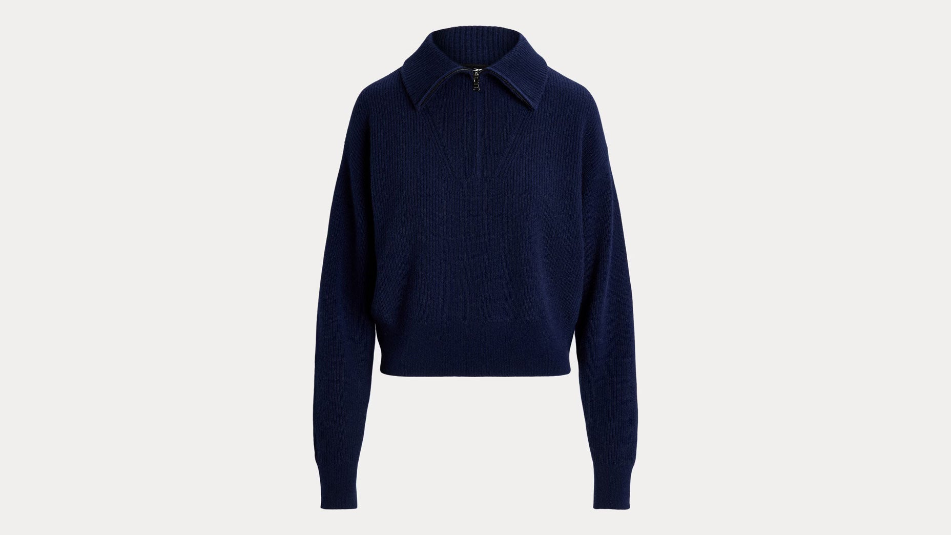 Rib-Knit Cashmere Half-Zip Sweater