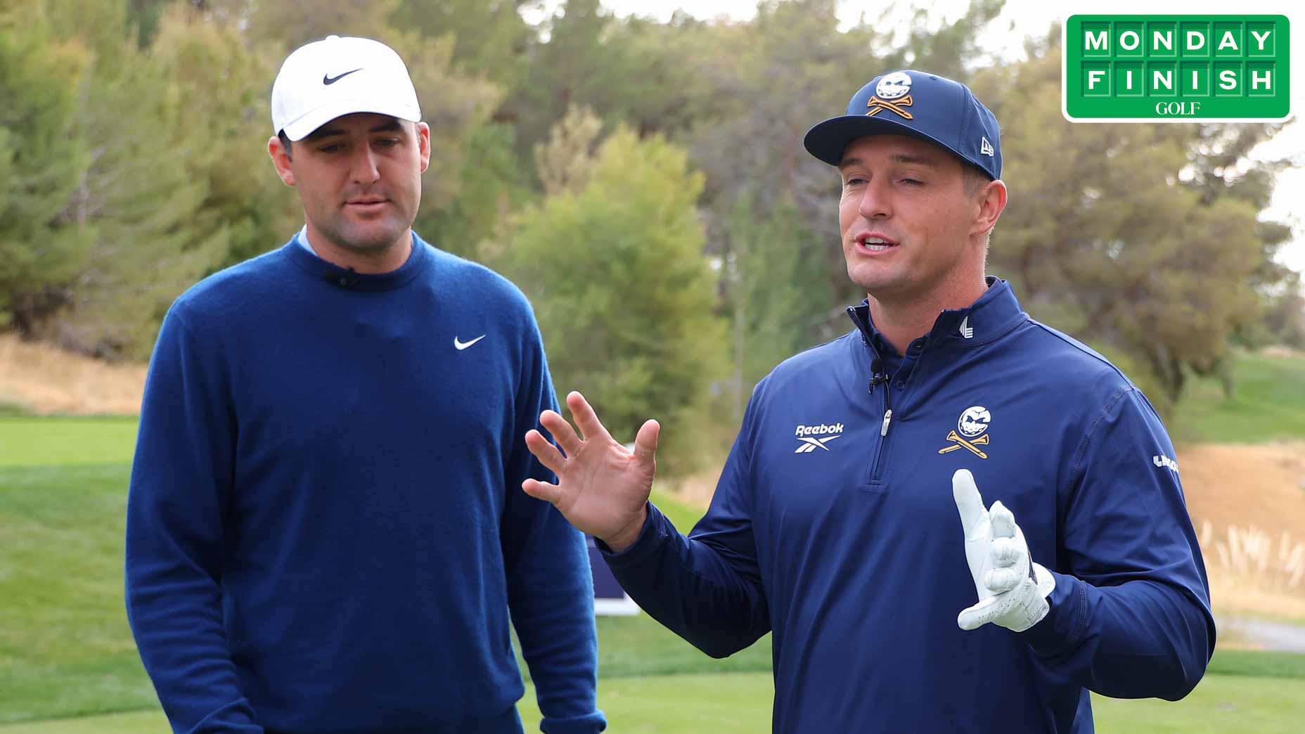 Scottie Scheffler and Bryson DeChambeau on hand for Showdown warmups at Shadow Creek on Monday.