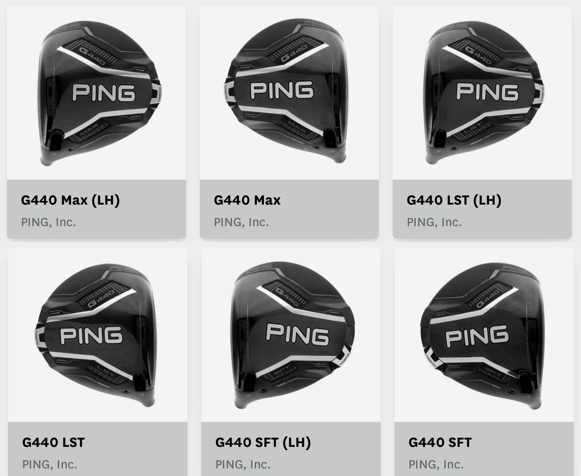 Ping's G440 driver heads.