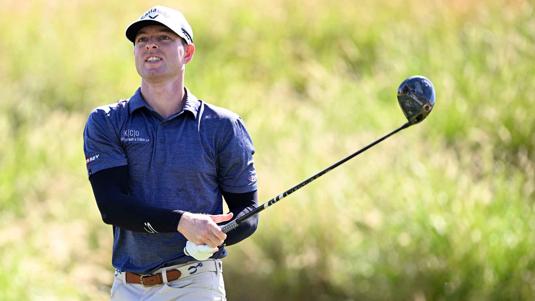 Max Greyserman of the United States plays his shot from the fourth tee during the final round of the World Wide Technology Championship 2024 at El Cardonal at Diamante on November 10, 2024 in Cabo San Lucas, Mexico.