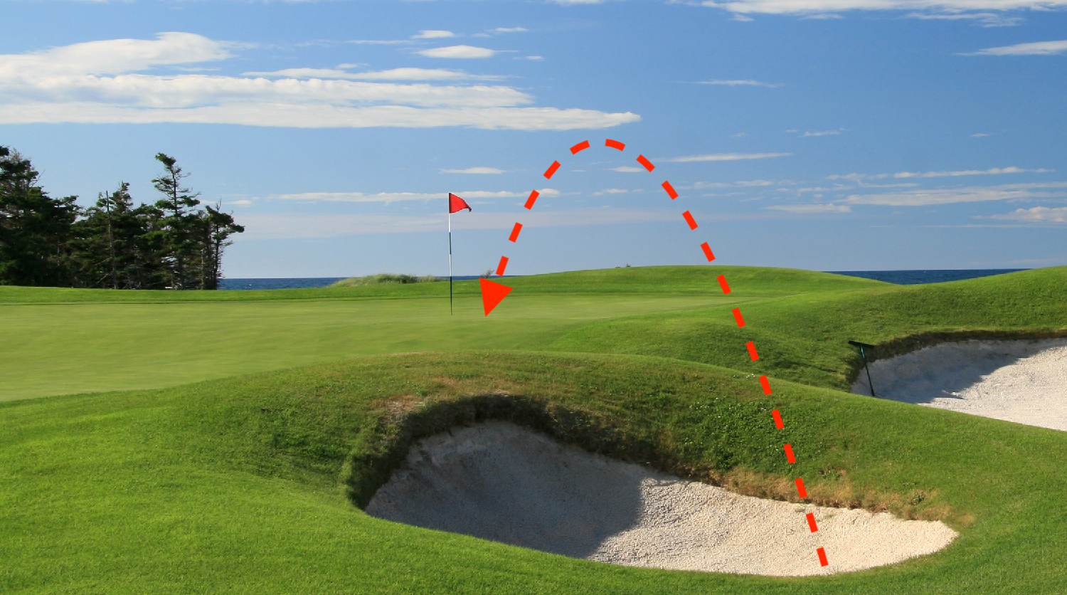 bunker shot from downslope