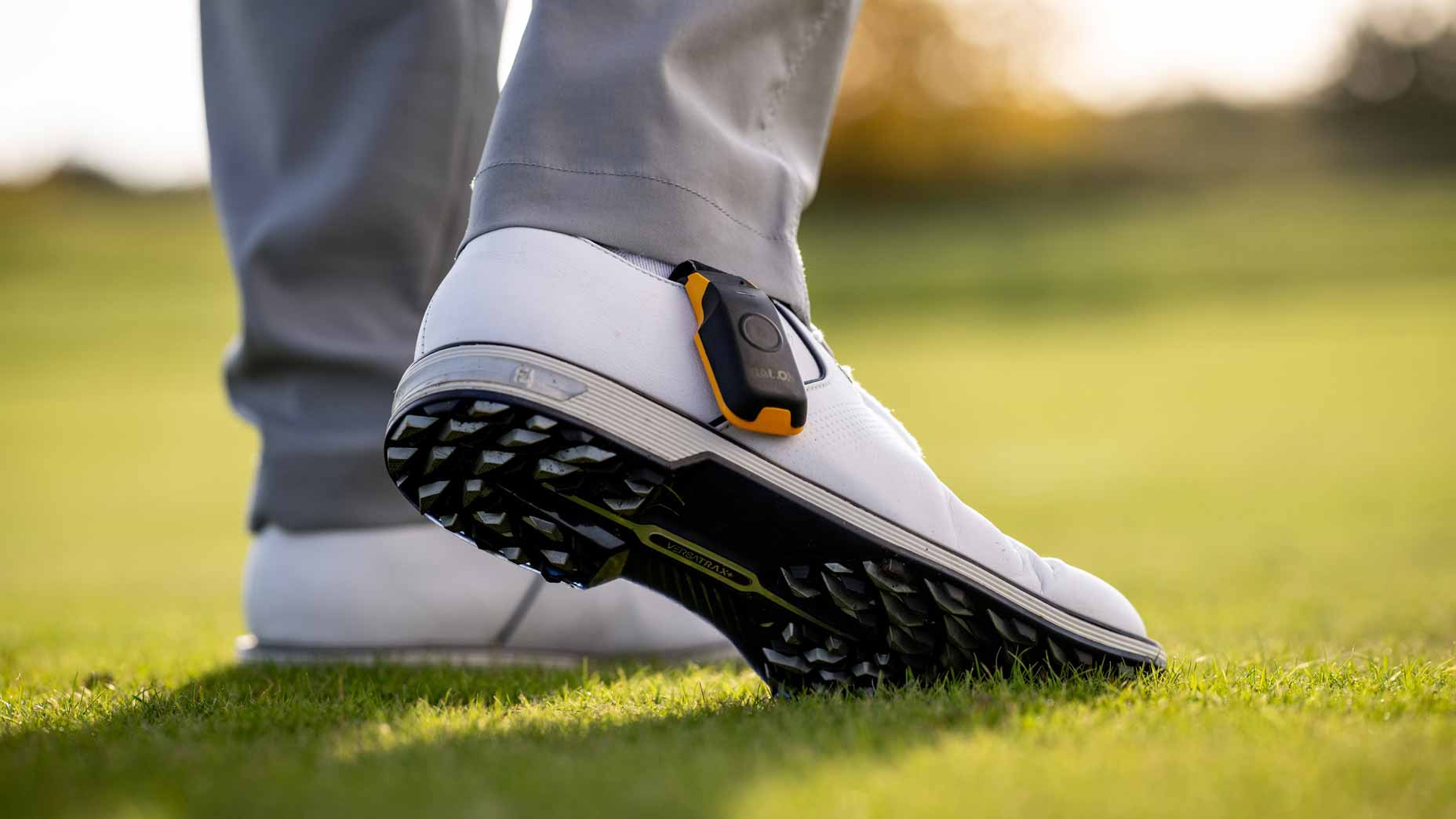 golf shoes with bal.on attached to it