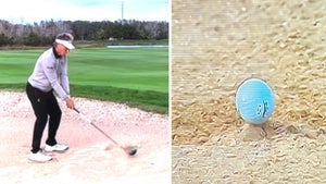 bernhard langer playing sand shot on 14th hole at pnc