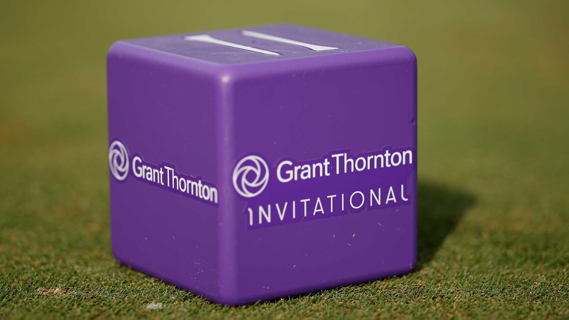 Grant Thornton Invitational tee marker is displayed on the first tee during the first round of the 2023 Grant Thornton Invitational at Tiburon Golf Club.