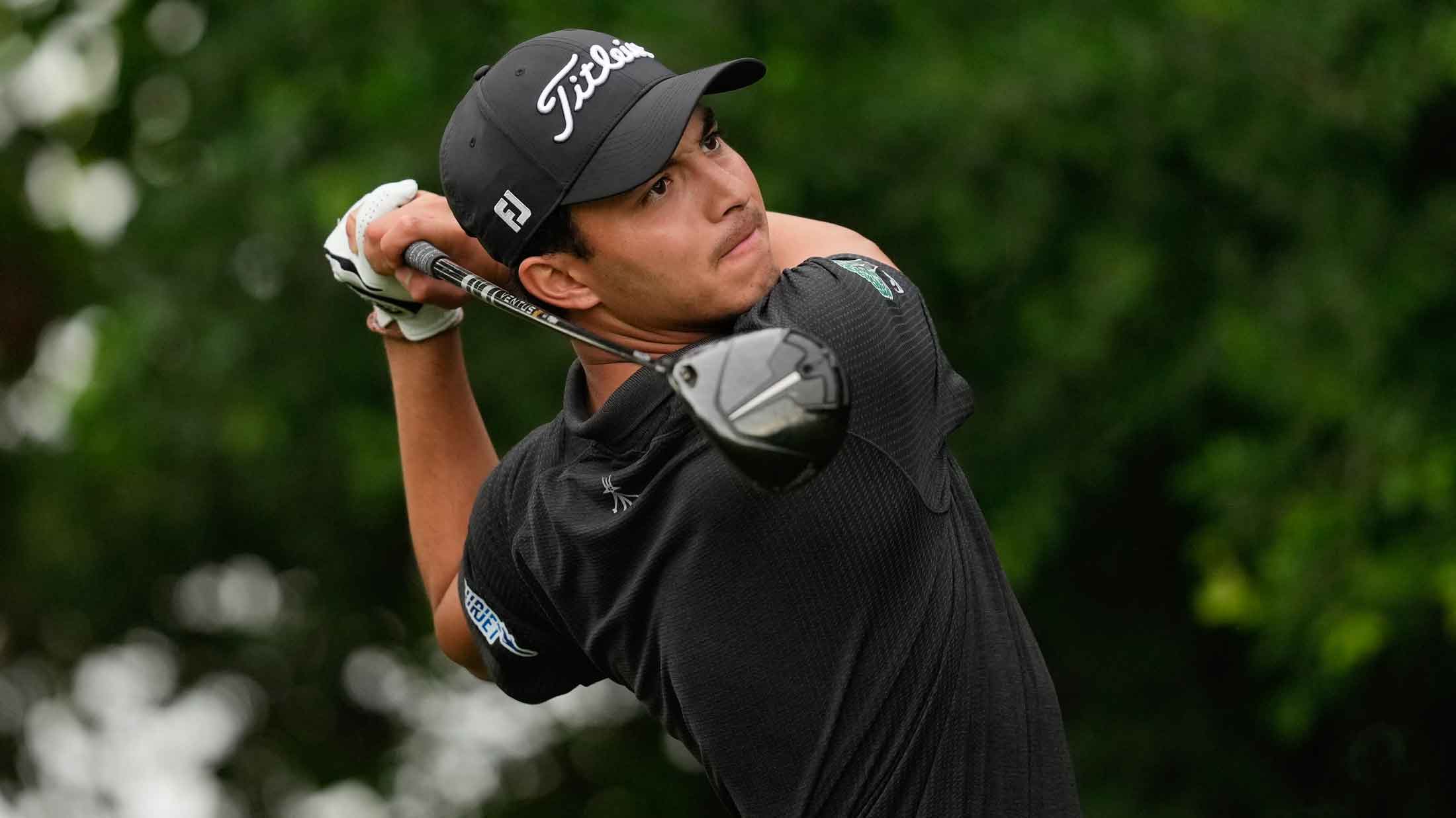 Jose Cristobal Islas of Mexico hits a tee shot on the 13th hole in the second round of the Veritex Bank Championship.