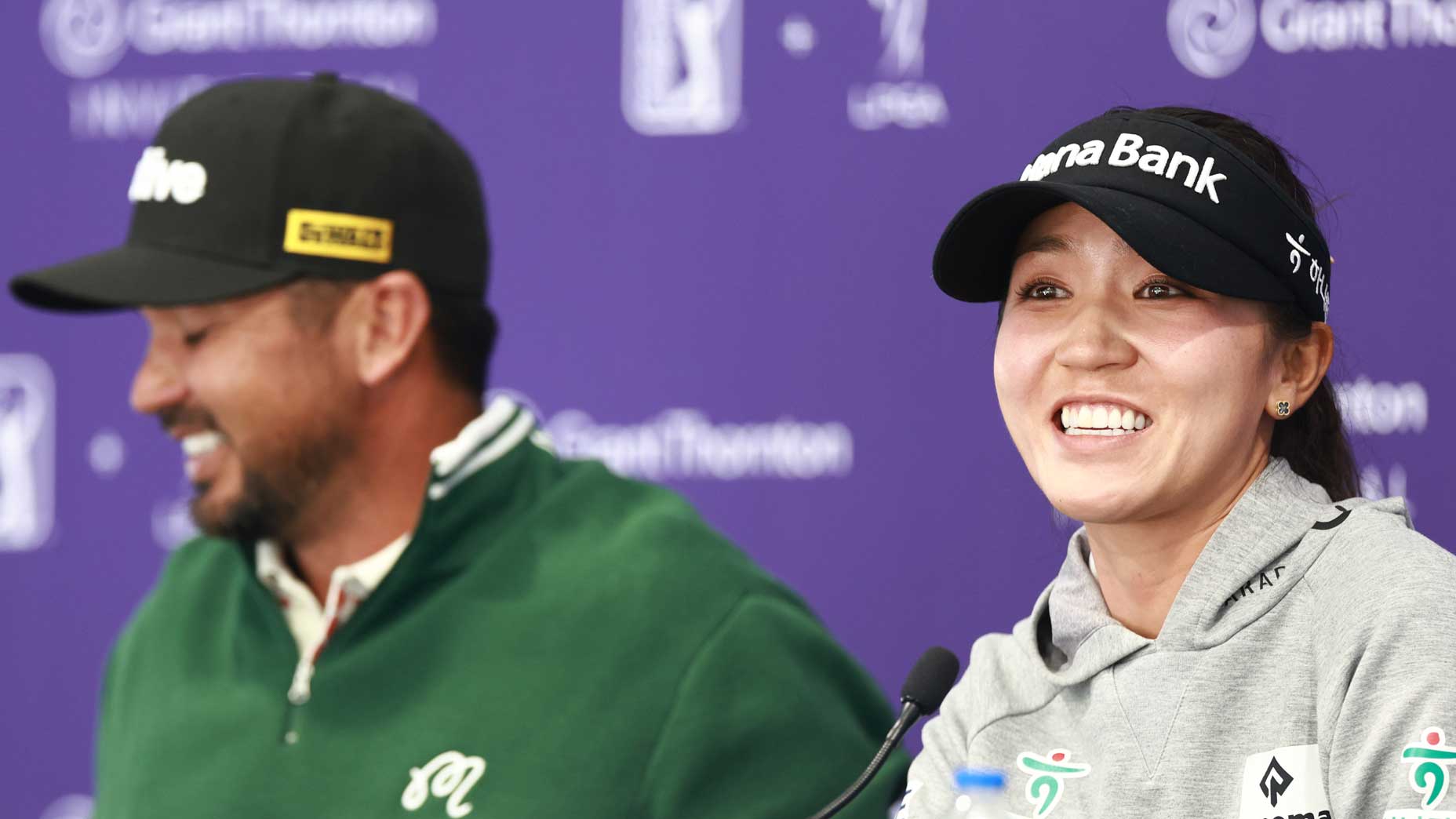 Jason Day and Lydia Ko speak during a press conference following a Pro-Am prior to the Grant Thornton Invitational 2024 at Tiburon Golf Club.