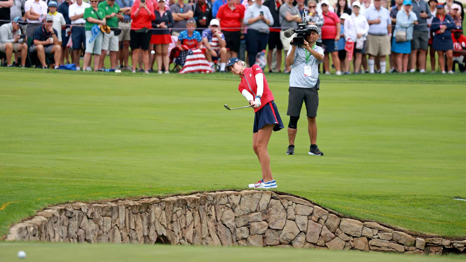 Nelly Cord hits a wedge during the 2024 Solheim Cup