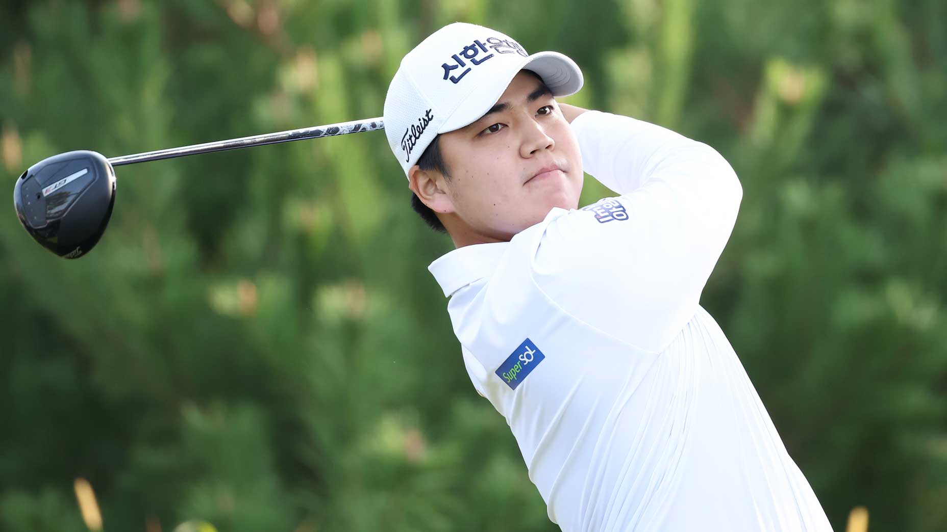 Golfer Yubin Jang tees off on the 11th hole on the first day of the Genesis Championship 2024 at Jack Nicklaus GC.