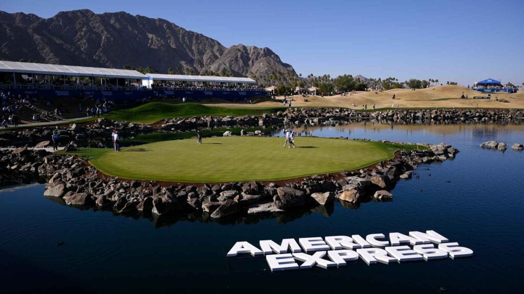 Mark Hubbard of the United States putts on the 17th green during the second round of The American Express 2025 at Pete Dye Stadium Course on January 17, 2025 in La Quinta, California.