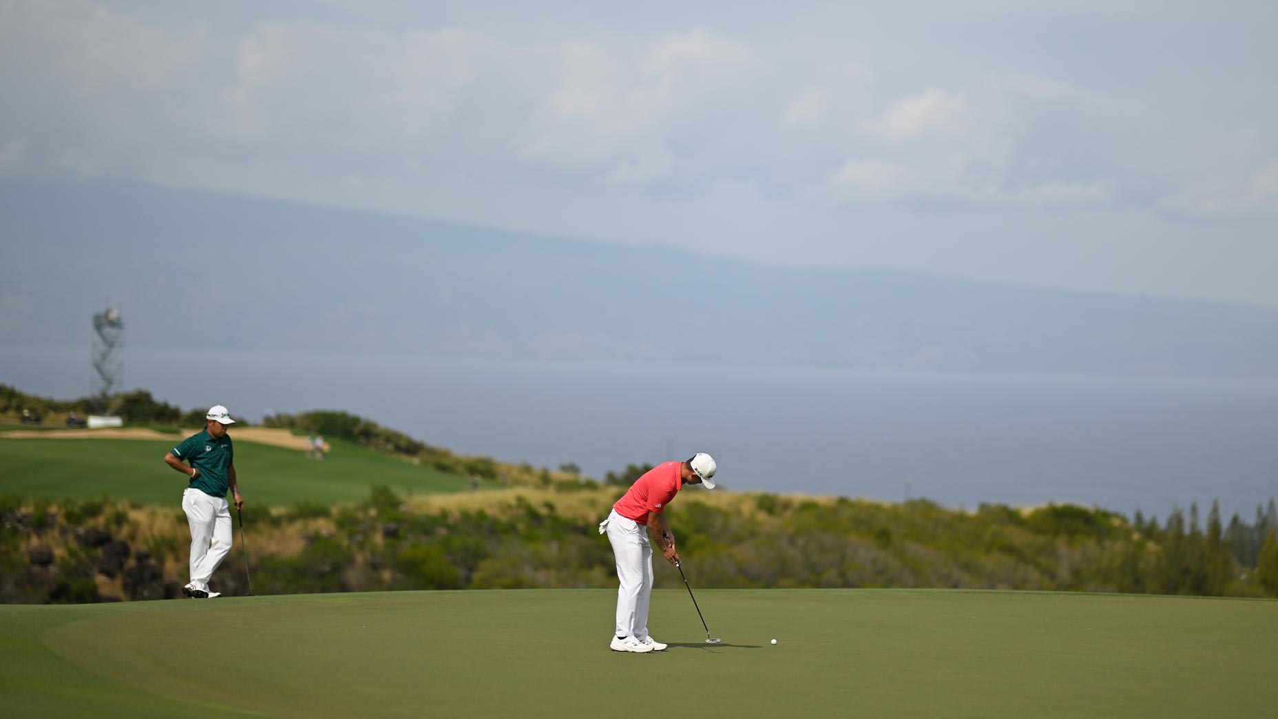 Collin Morikawa putts on the fifth green during the third round of The Sentry at The Plantation Course at Kapalua on January 4, 2025 in Kapalua, Maui, Hawaii.