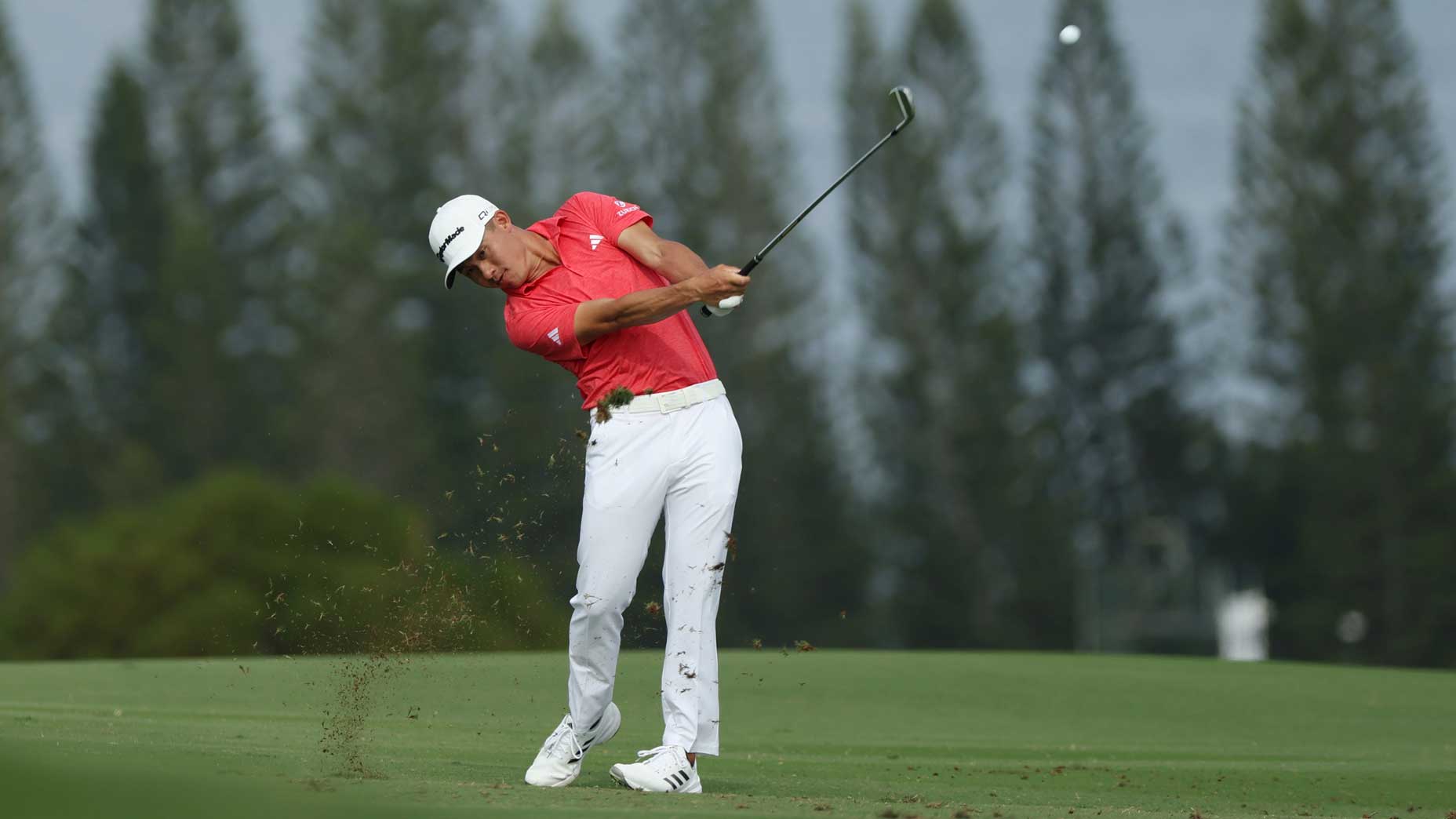 Collin Morikawa of the United States plays a shot on the fourth hole during the third round of The Sentry 2025 at Plantation Course at Kapalua Golf Club on January 04, 2025 in Kapalua, Hawaii.