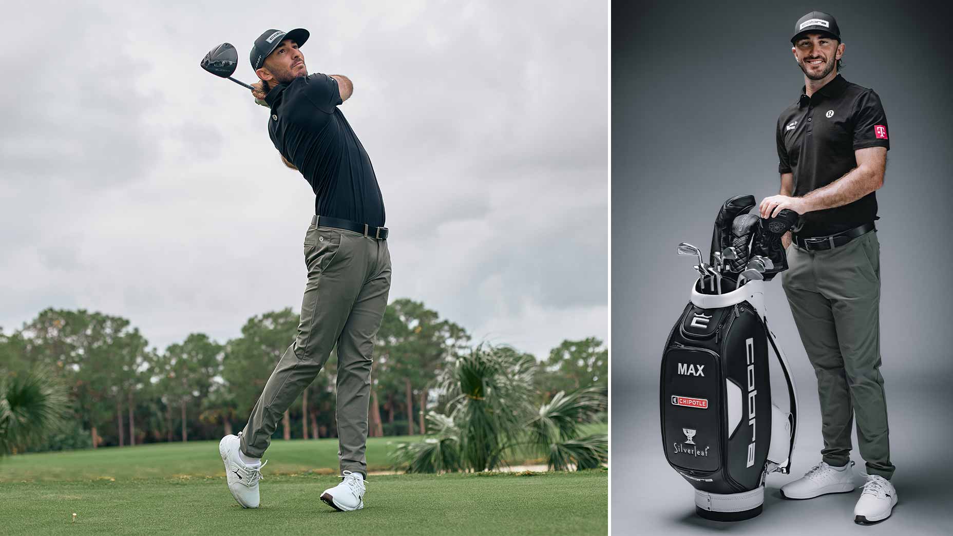 Promotional images for Max Homa's new deal with Cobra Puma Golf.