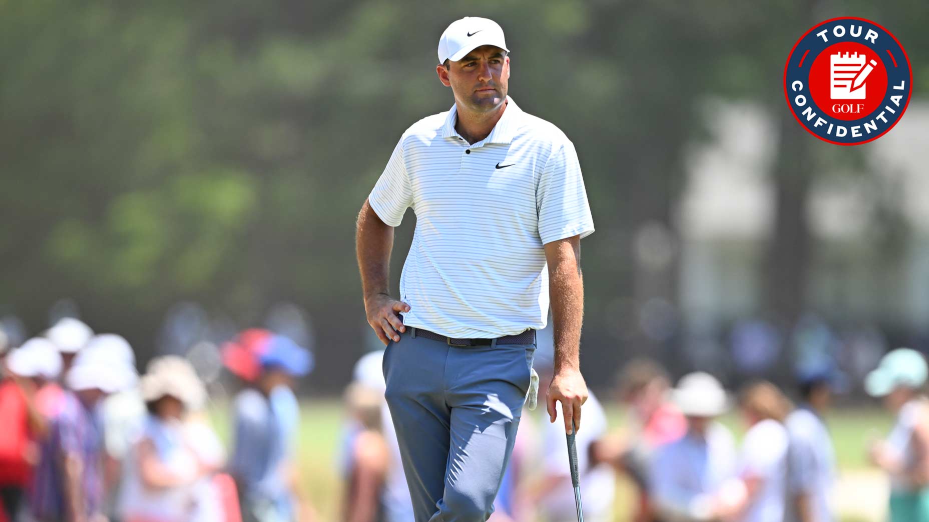 Scotty Scheffler waits at the U.S. Open.