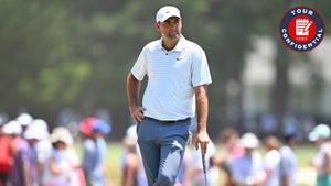 Scottie Scheffler waits at the U.S. Open.