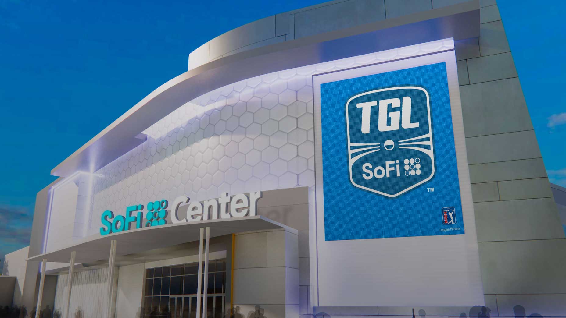 The SoFi Center, home of the TGL, in Palm Beach gardens, Florida.