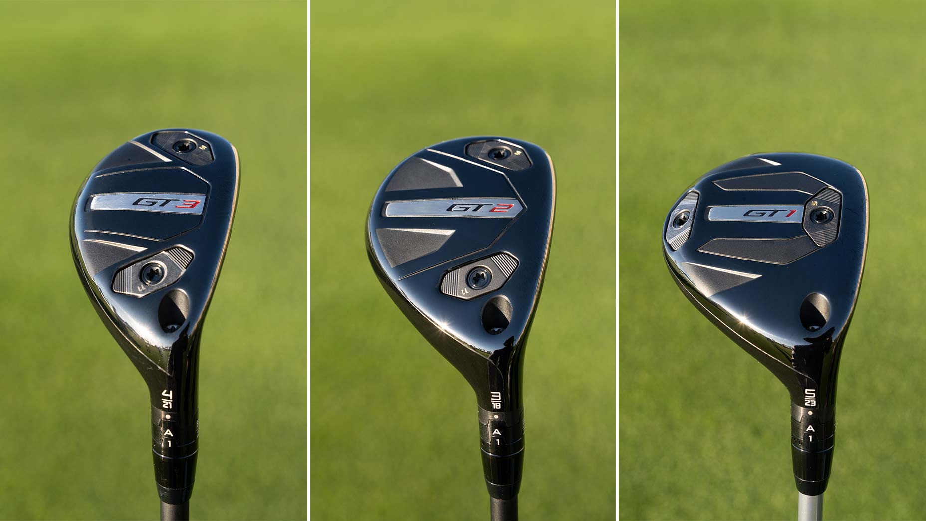 Titleist GT3, GT2 and GT1 hybrids.