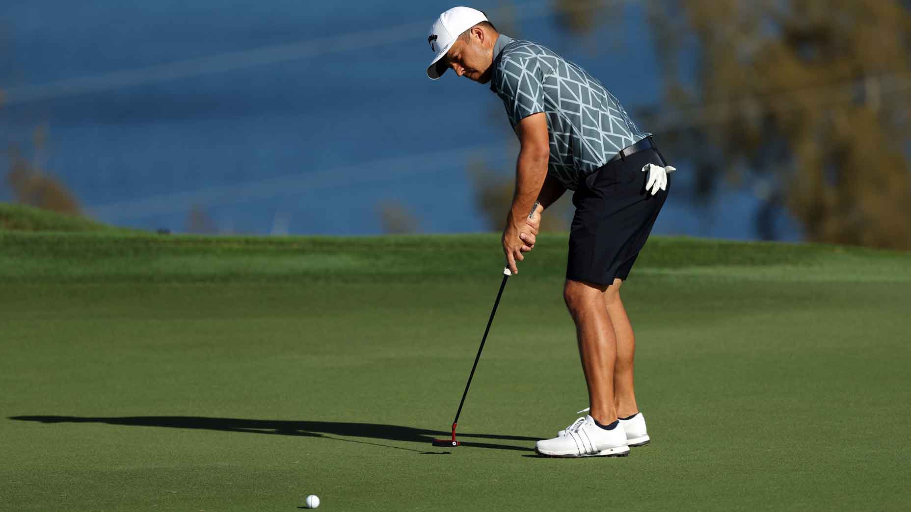 Xander Schauffele of the United States putts on the 12th green prior to The Sentry 2025 at Plantation Course at Kapalua Golf Club on January 01, 2025 in Kapalua, Hawaii.