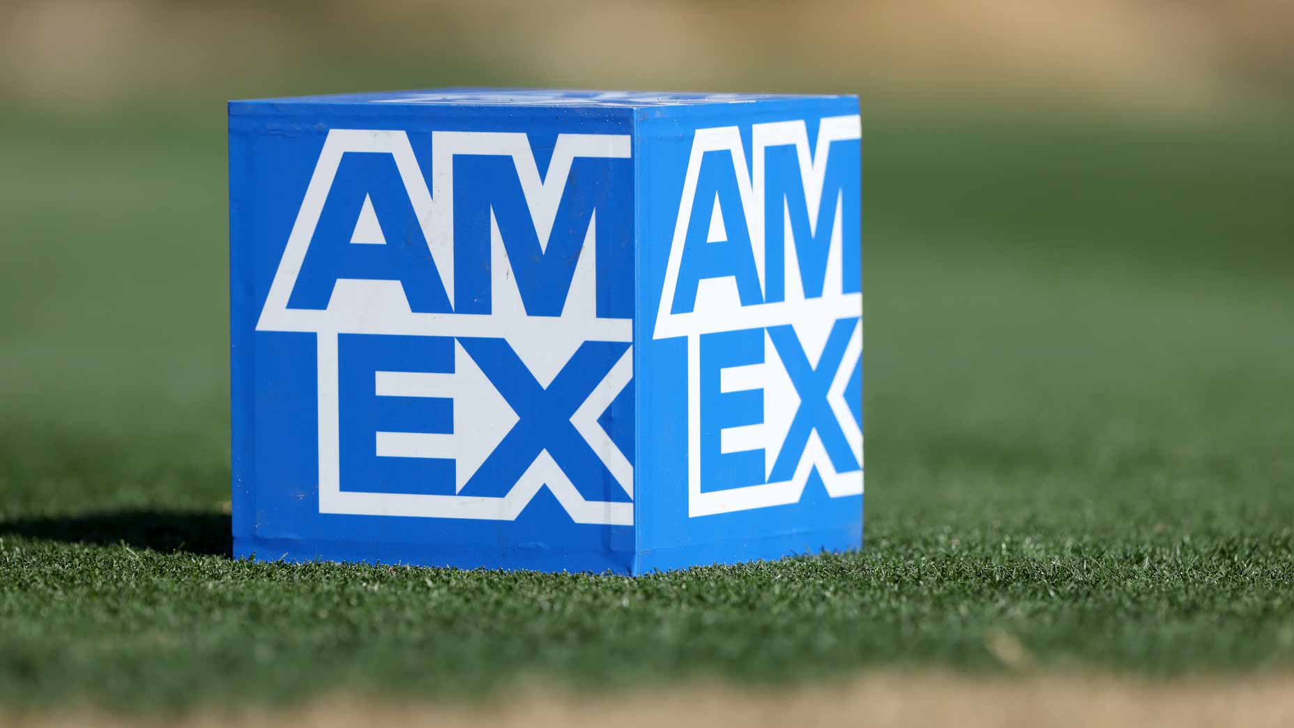 An American Express tee marker during the pro-am prior to The American Express at PGA West Stadium course on January 18, 2023 in La Quinta, California.