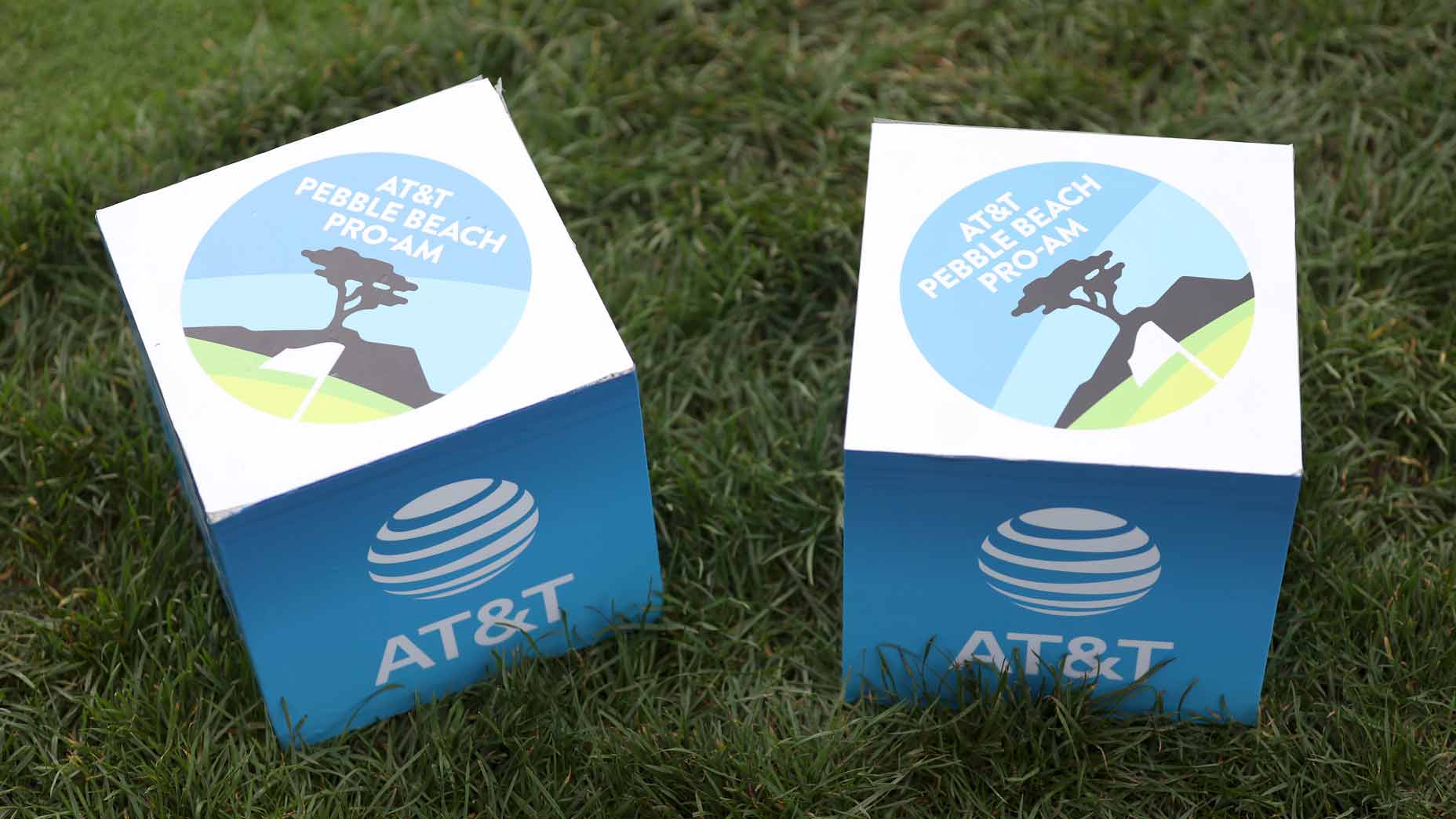 View of AT&T Pebble Beach Pro-Am tee markers prior to the AT&T Pebble Beach Pro-Am at Pebble Beach Golf Links.