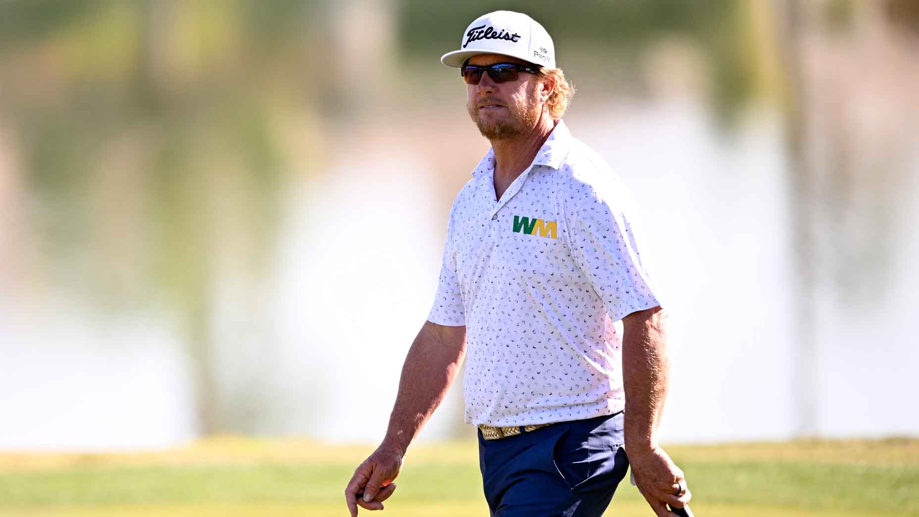 Charley Hoffman of the United States walks on the 18th green during the second round of The American Express 2025 at Nicklaus Tournament Course on January 17, 2025 in La Quinta, California.