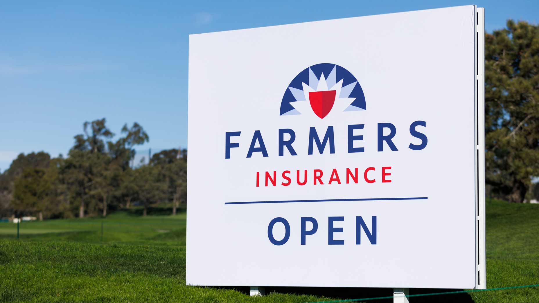 In the second round of the 2024 Farmers Insurance Open, the Farmers Insurance Open logo held at the Dorison Golf Course.