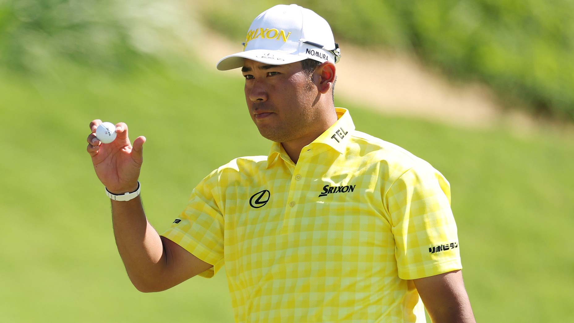 PGA Tour pro Hideki Matsuyama reacts on the eighth green during the 2025 Sentry 2025 at Plantation Course at Kapalua Golf Club.