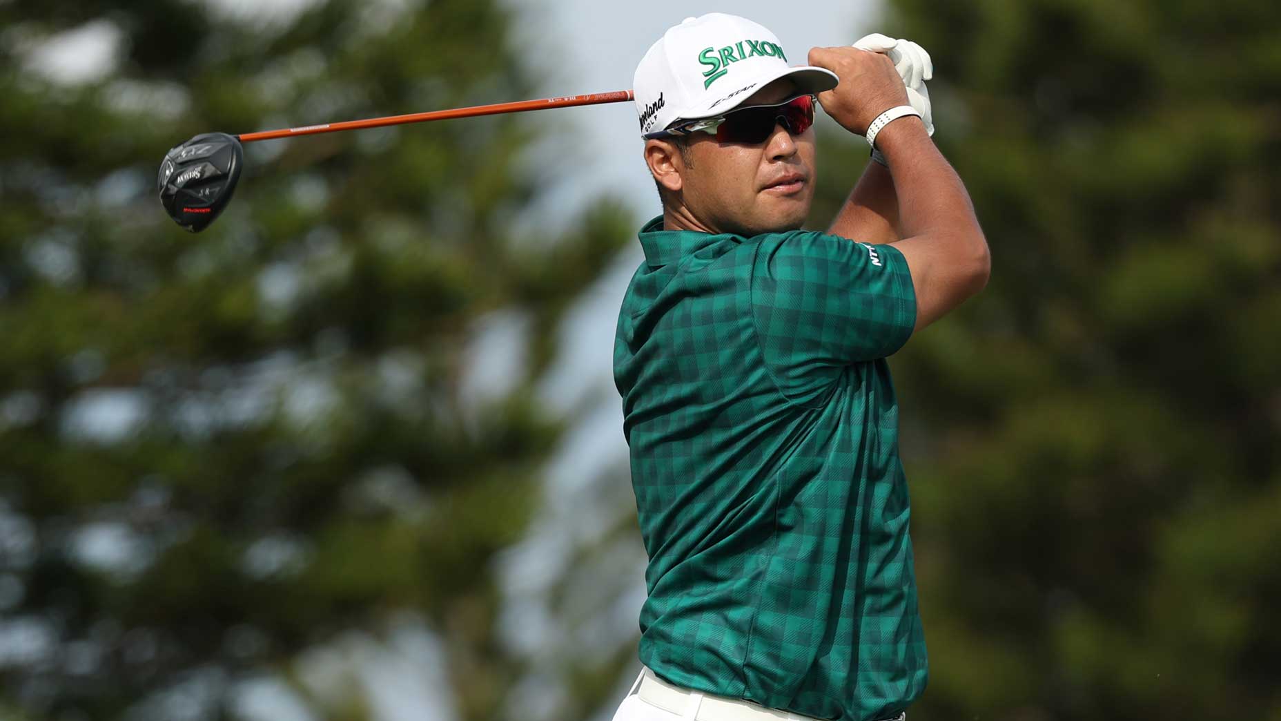 Farmers Insurance Open betting favorite Hideki Matsuyama plays his shot from the third tee during the third round of The Sentry 2025 at Plantation Course.