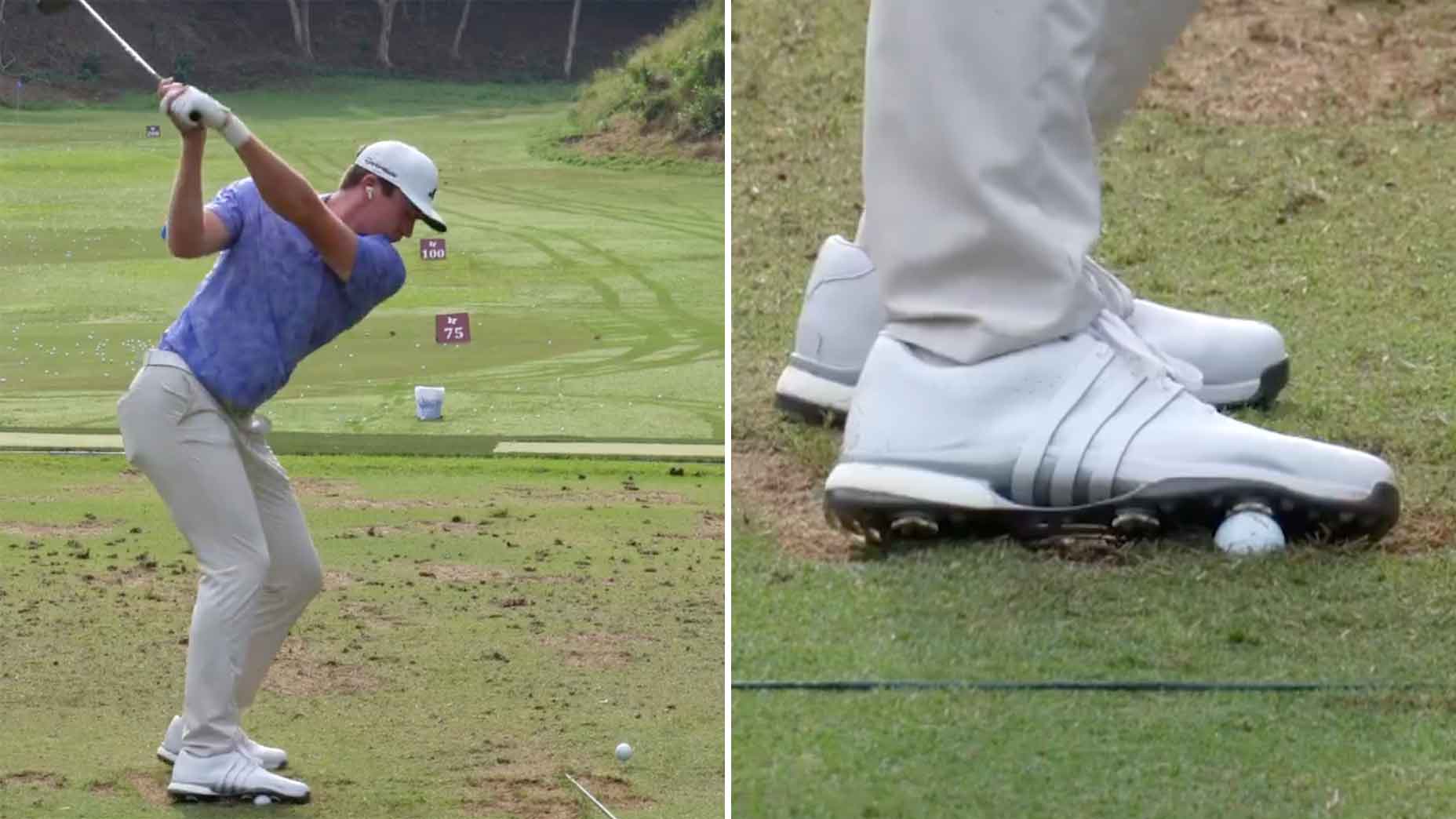 nick dunlap practices driving range