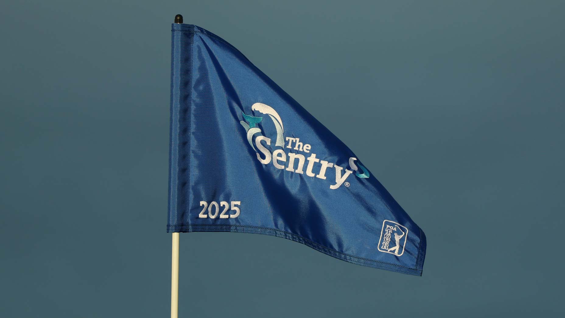 A 2025 Sentry flag prior to The Sentry 2025 at Plantation Course at Kapalua Golf Club.