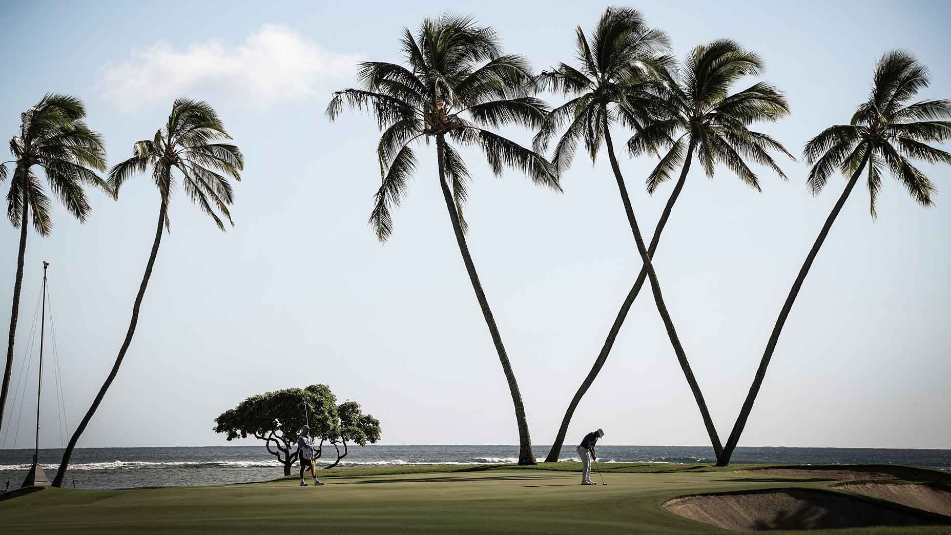 Paul Peterson of the United States putts on the 16th green during the second round of the Sony Open in Hawaii 2025 at Waialae Country Club on January 10, 2025 in Honolulu, Hawaii.