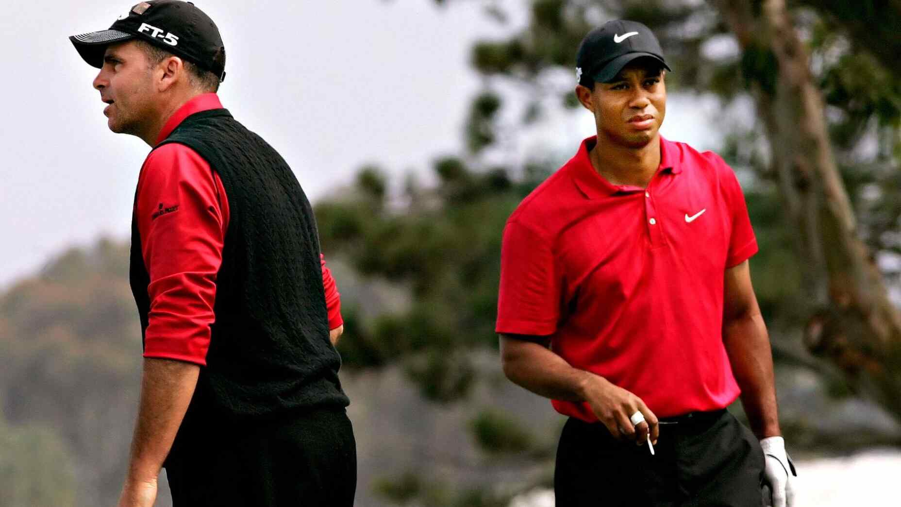 Tiger Woods and Rocco Mediate play in their 18-hole playoff at the 2008 U.S. Open at Torrey Pines.