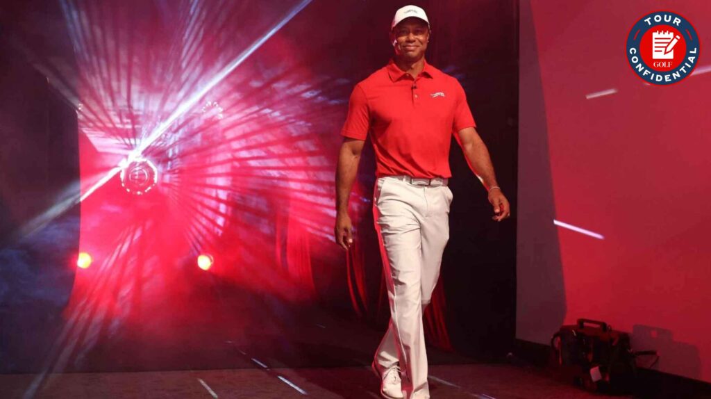 Tiger Woods walks out before the TGL match between Jupiter and Los Angeles Golf Club.