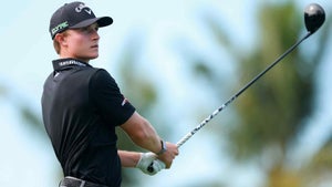 Blades Brown of the United States plays his shot from the sixth tee during the second round of the Mexico Open at VidantaWorld 2025 at Vidanta Vallarta on February 21, 2025 in Puerto Vallarta, Mexico.