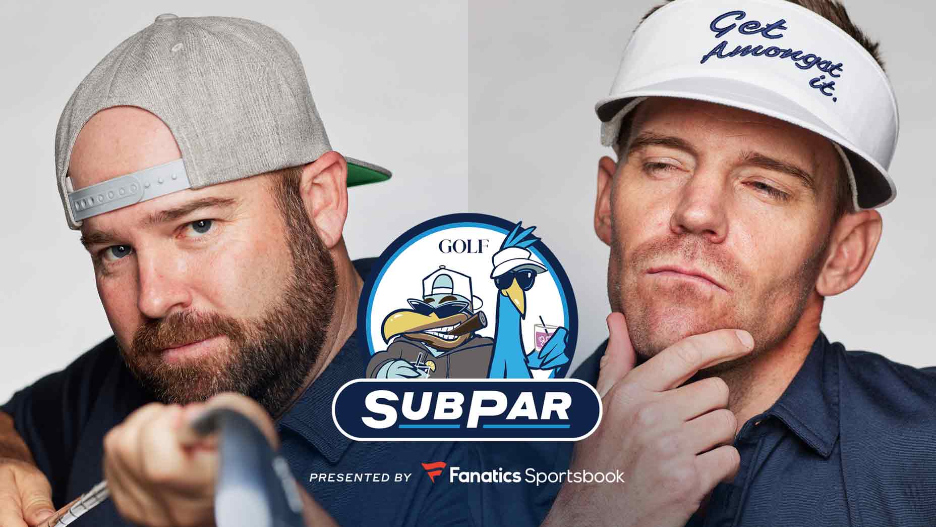 Colt Knost and Drew Stoltz with Subpar branding, presented by Fanatics Sportsbook