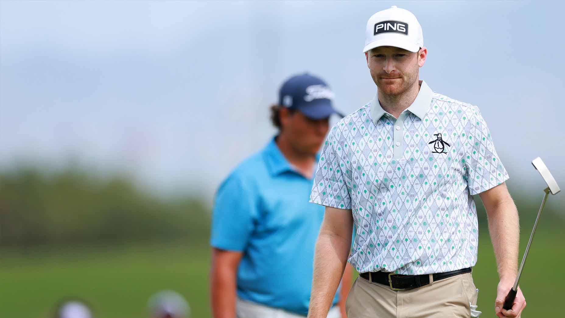 Brian Campbell looks on with Aldrich Potgieter during the third round of the 2025 Mexico Open.