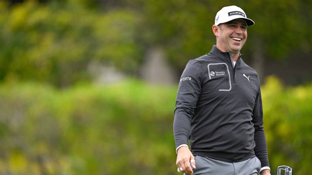 Gary Woodland looks on during the 2025 AT&T Pebble Beach Pro Am.